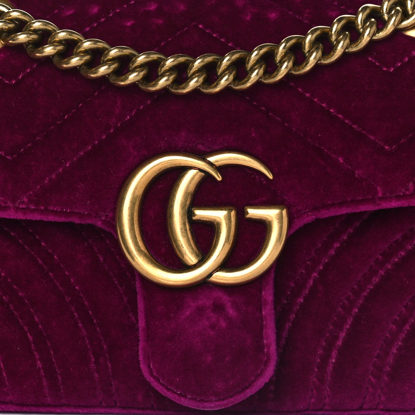 Velvet Matelasse Mini GG Marmont Shoulder Bag Fuchsia Violet Cyclamen