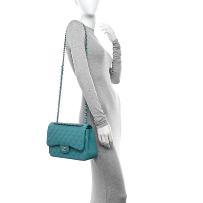 Chanel Lambskin Quilted Jumbo Double Flap Turquoise 2 of 12