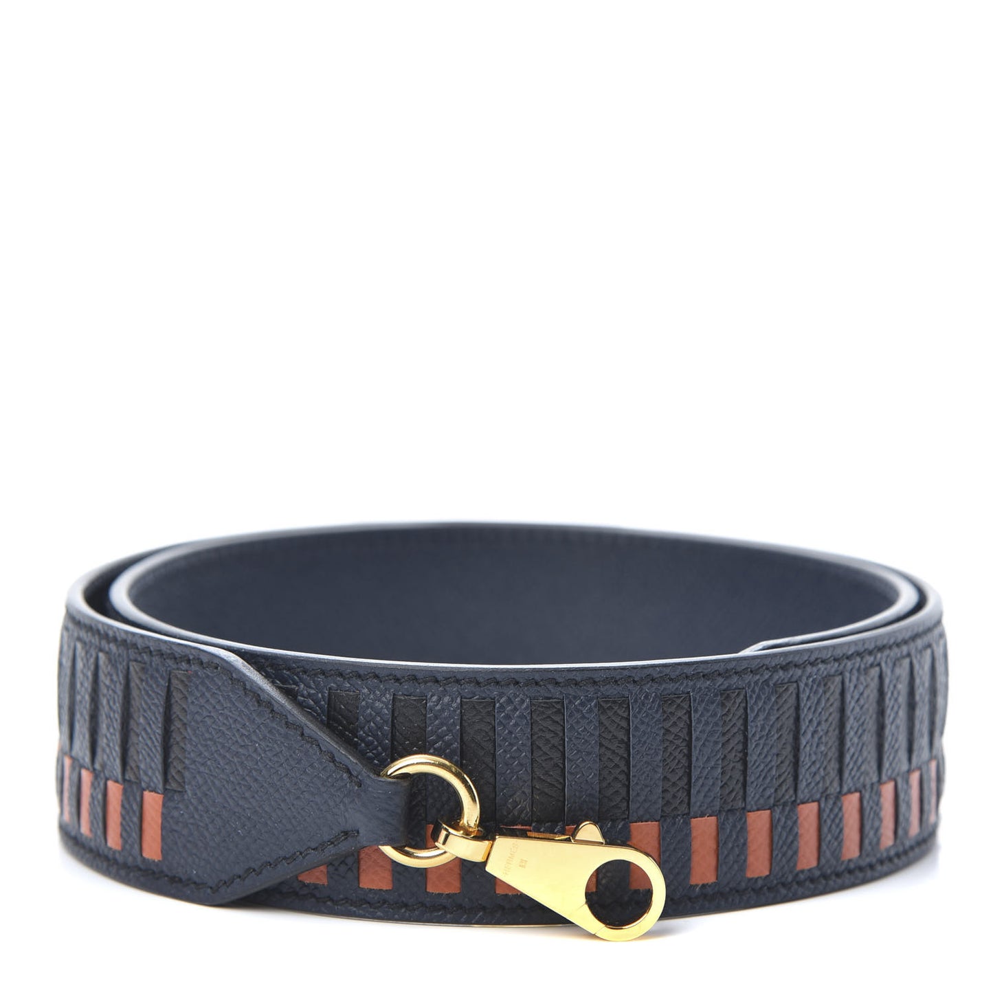 Epsom 40mm Tressage Shoulder Strap Bleu Indigo Black Terre Battue
