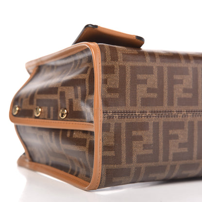 Fendi Glazed Fabric Vitello Century FF 1974 Stamp Patch Mini Peekaboo Defender Cover Mogano Panna Caramello 6 of 11