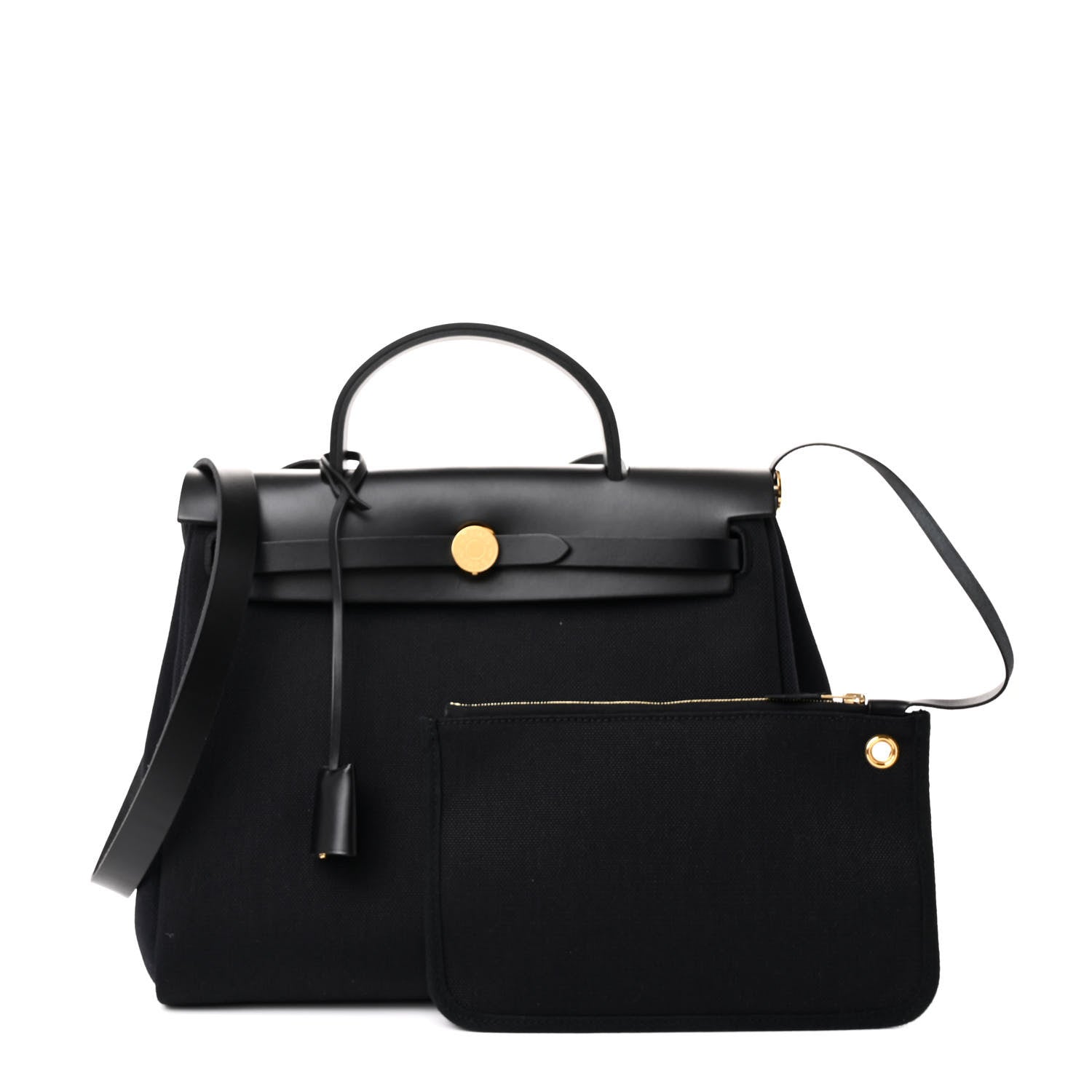 Hermes Military Toile Vache Hunter Herbag Zip Retourne 31 PM Black 3 of 11