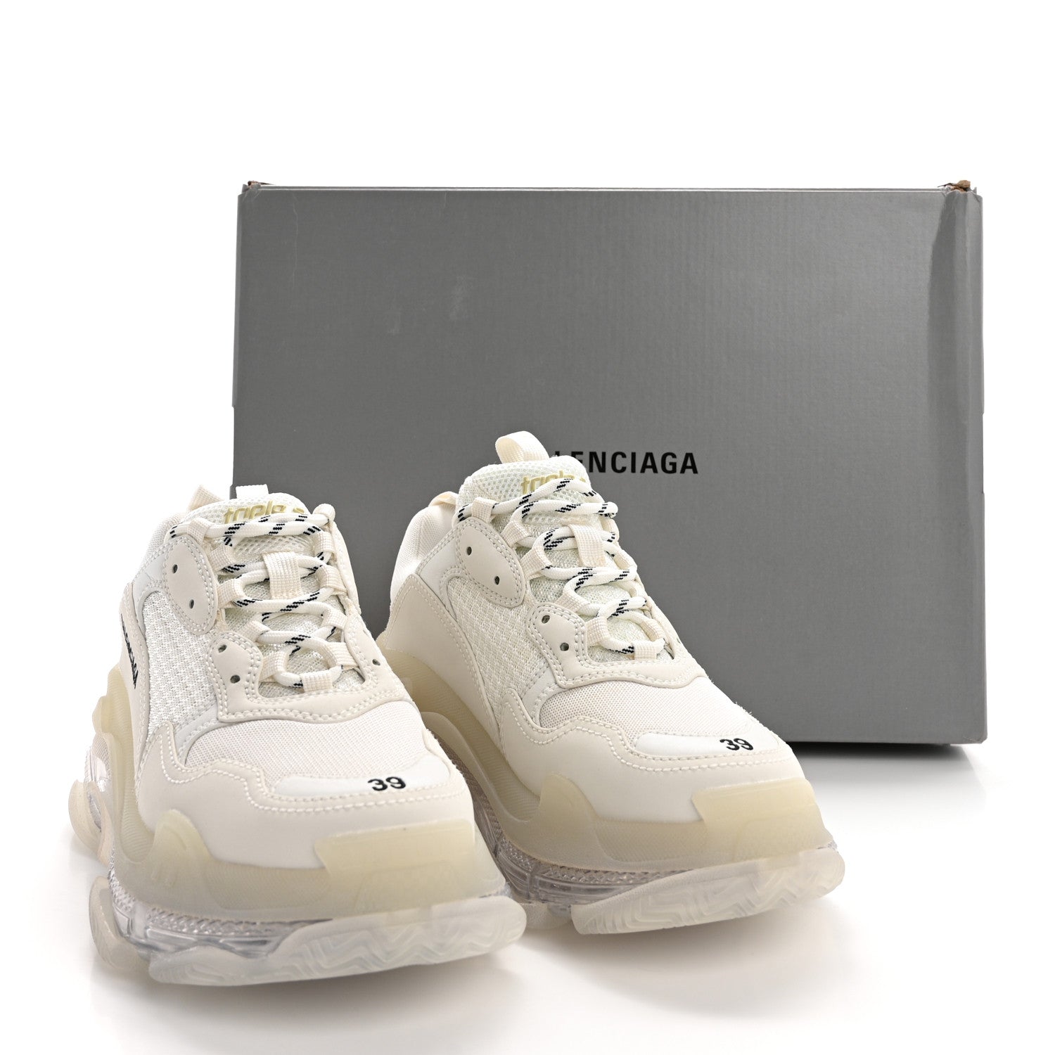 Balenciaga Fabric Mesh Clear Sole Womens Triple S Sneakers 40 White 8 of 8