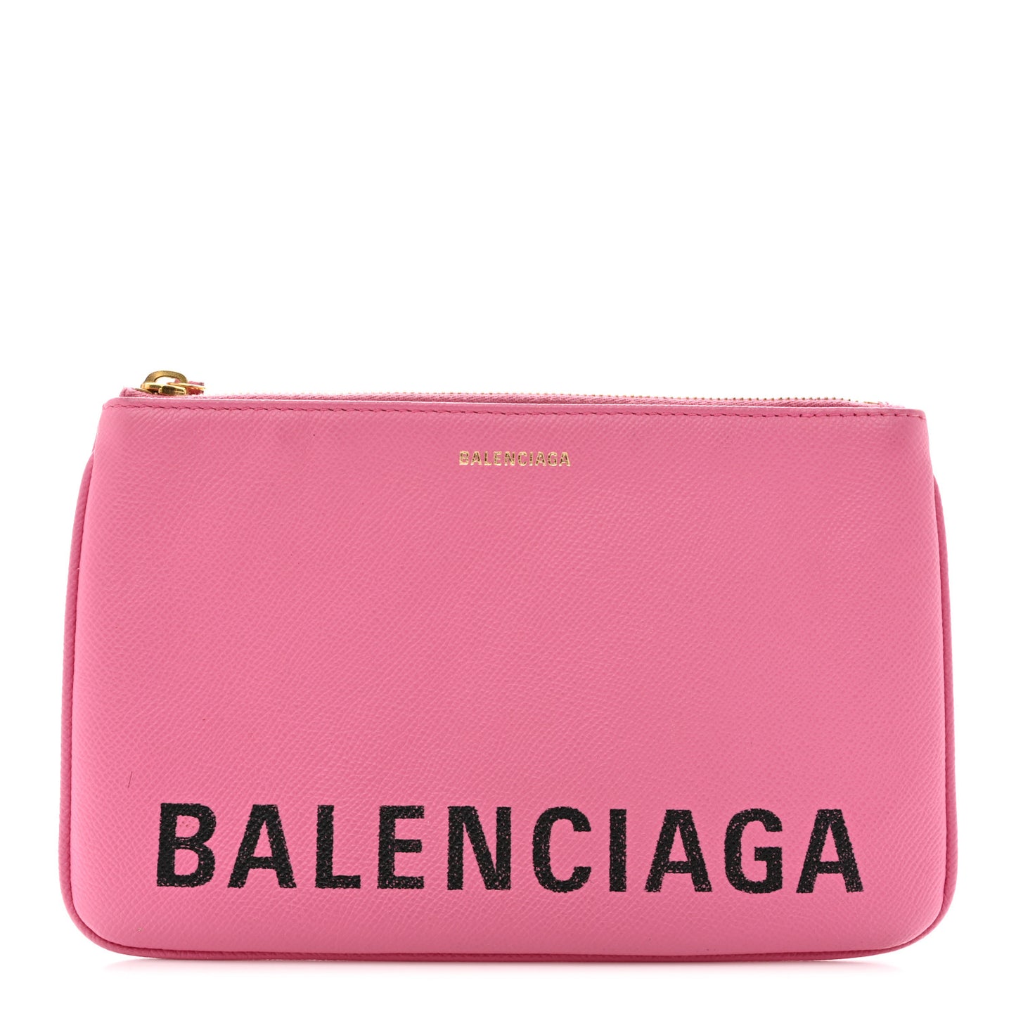 Calfskin Logo Large Zip Pouch Acid Pink