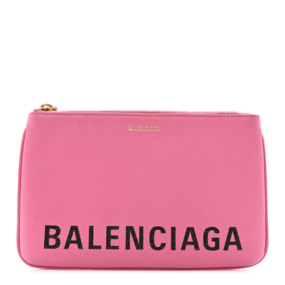 Balenciaga Calfskin Logo Large Zip Pouch Acid Pink 1 of 6