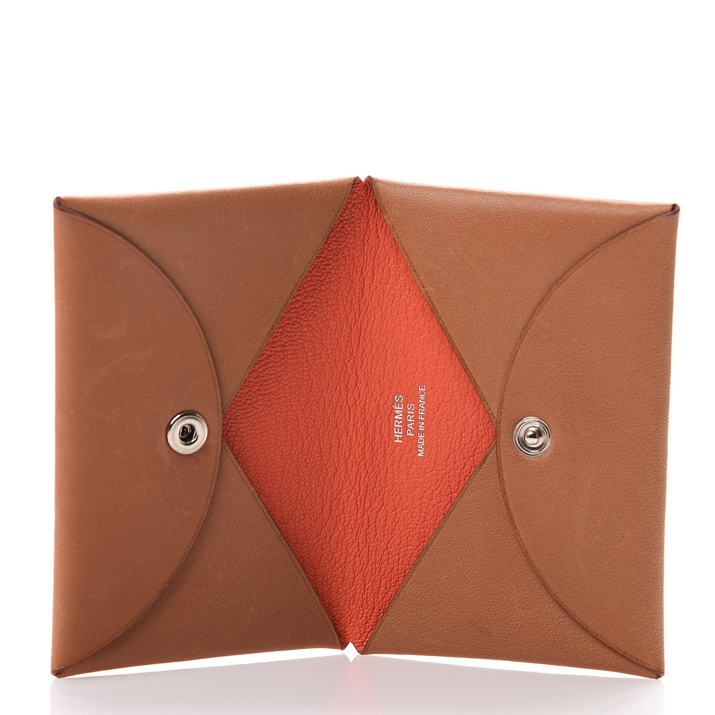 Barenia Calvi Card Case Fauve Orange Poppy