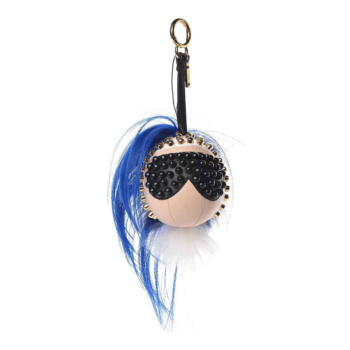 Lambskin Goat Fur Studded Punkarlito Bag Charm Blue