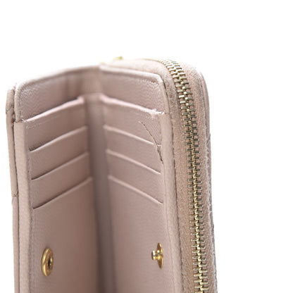 Saint Laurent Grain De Poudre Matelasse Chevron Monogram Compact Zip Around Wallet Pink 9 of 11