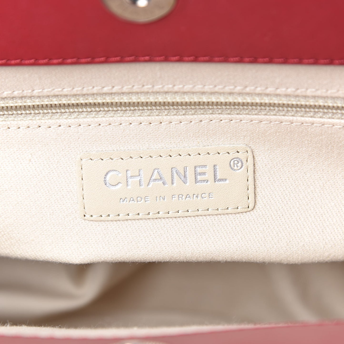 Patent Quilted Timeless CC Shopping Tote Red