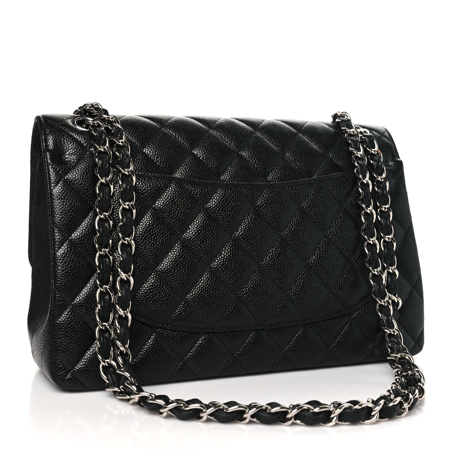 Caviar Quilted Jumbo Double Flap Black