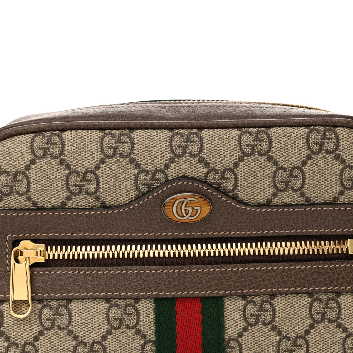 GG Supreme Monogram Web Small Ophidia Belt Bag 85 34 Dark Brown
