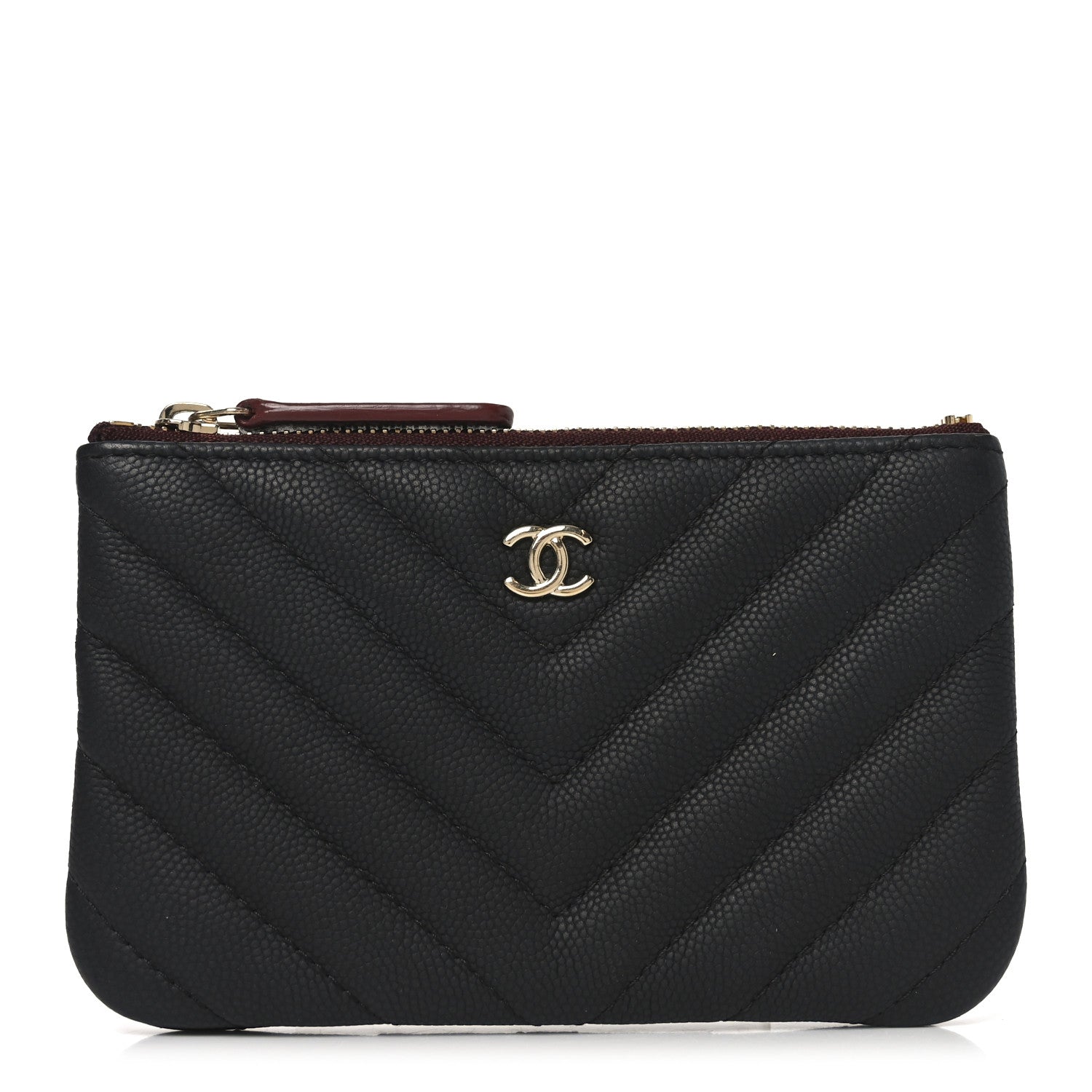 Chanel Caviar Chevron Quilted Small Cosmetic Case Black 1 of 8