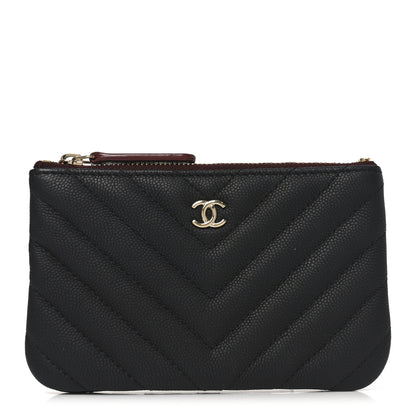 Chanel Caviar Chevron Quilted Small Cosmetic Case Black 1 of 8