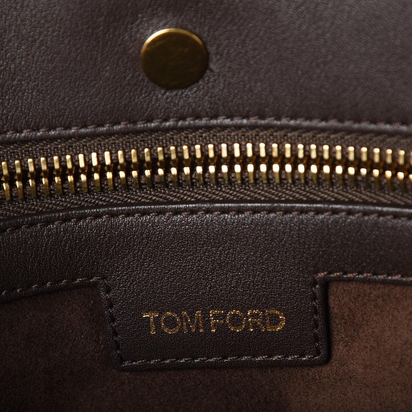 Calfskin Zipper Strap Shoulder Bag Dark Brown