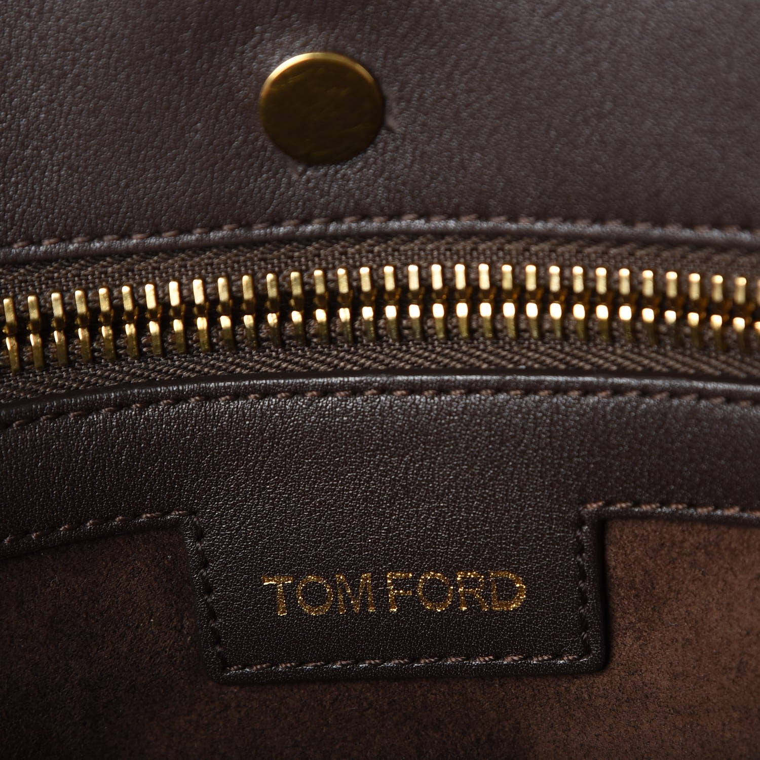 Tom Ford Calfskin Zipper Strap Shoulder Bag Dark Brown 6 of 8