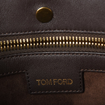 Tom Ford Calfskin Zipper Strap Shoulder Bag Dark Brown 6 of 8