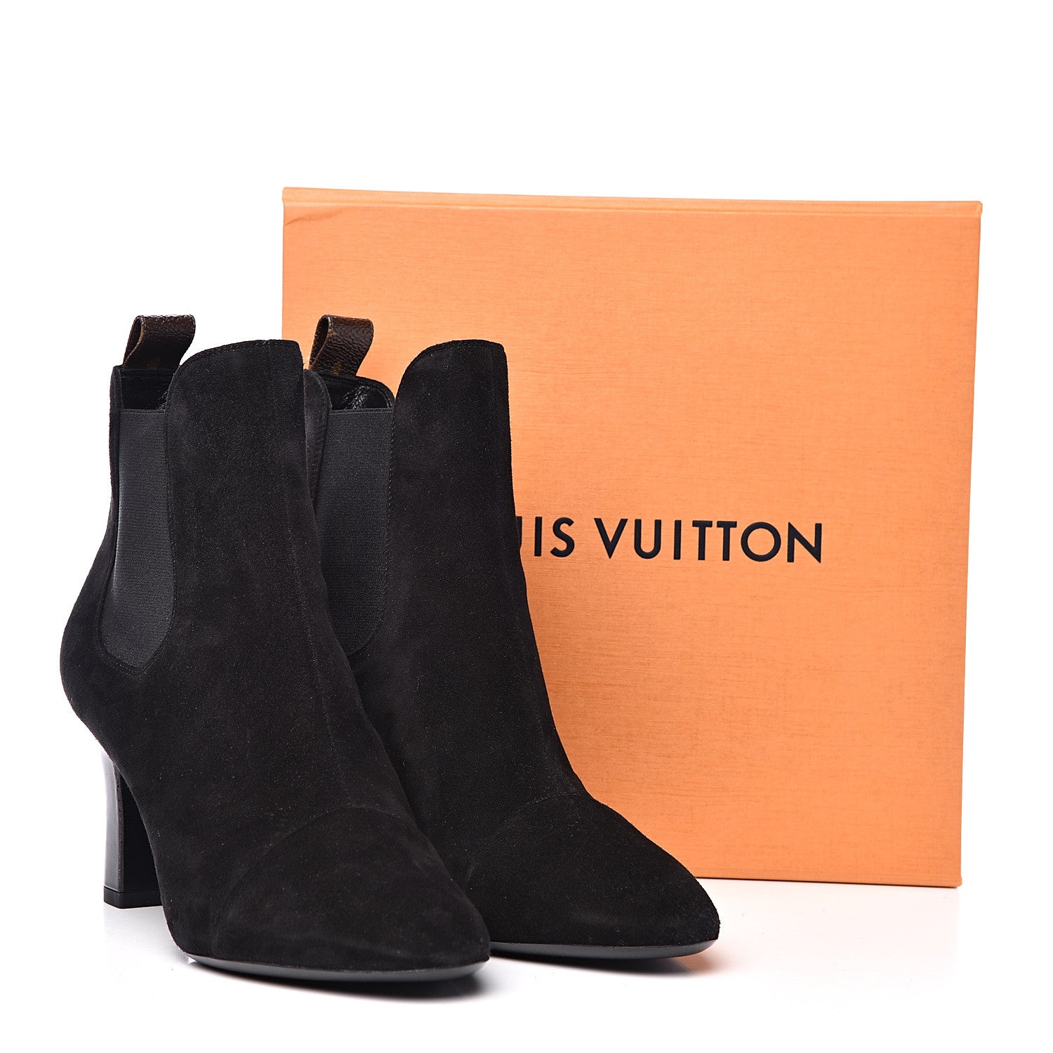 Louis Vuitton Suede Monogram Uniformes Cap Toe Chelsea 75mm Ankle Boots 37.5 Black 8 of 8