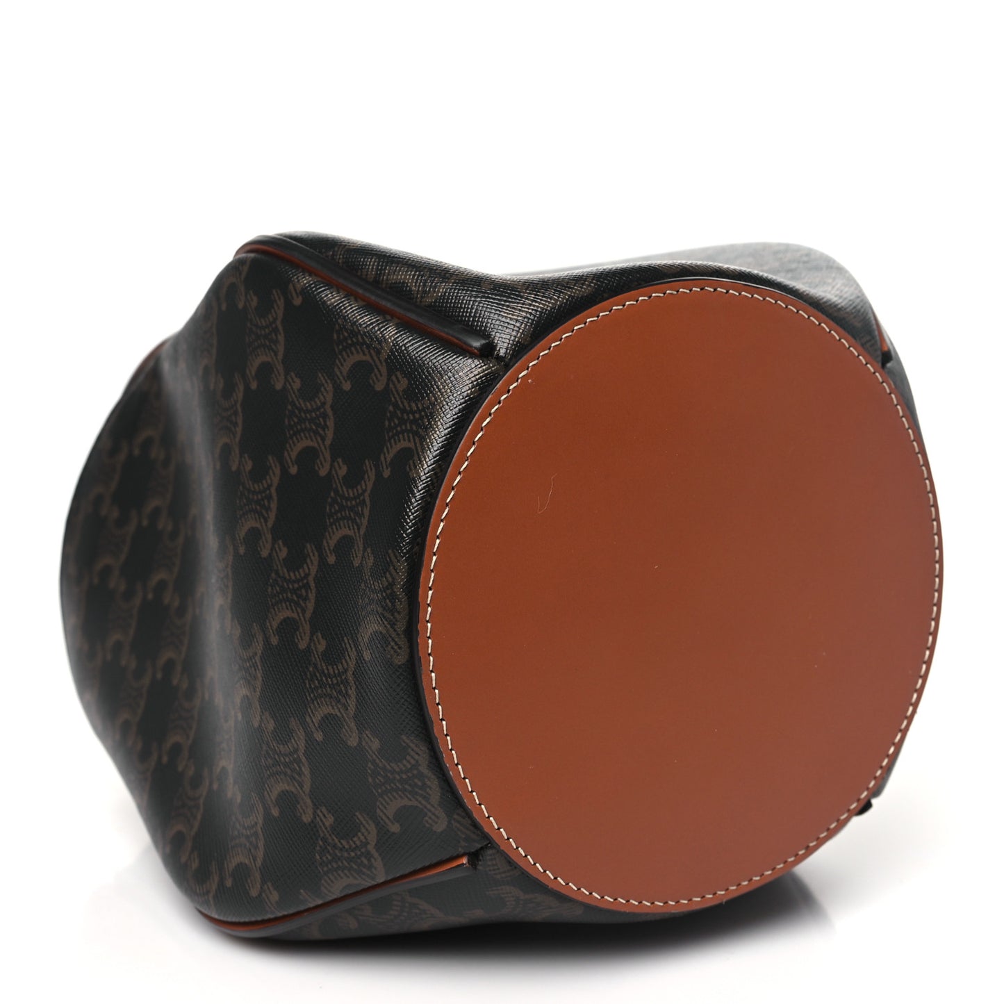 Triomphe Canvas Calfskin Marlou Bucket Bag Tan