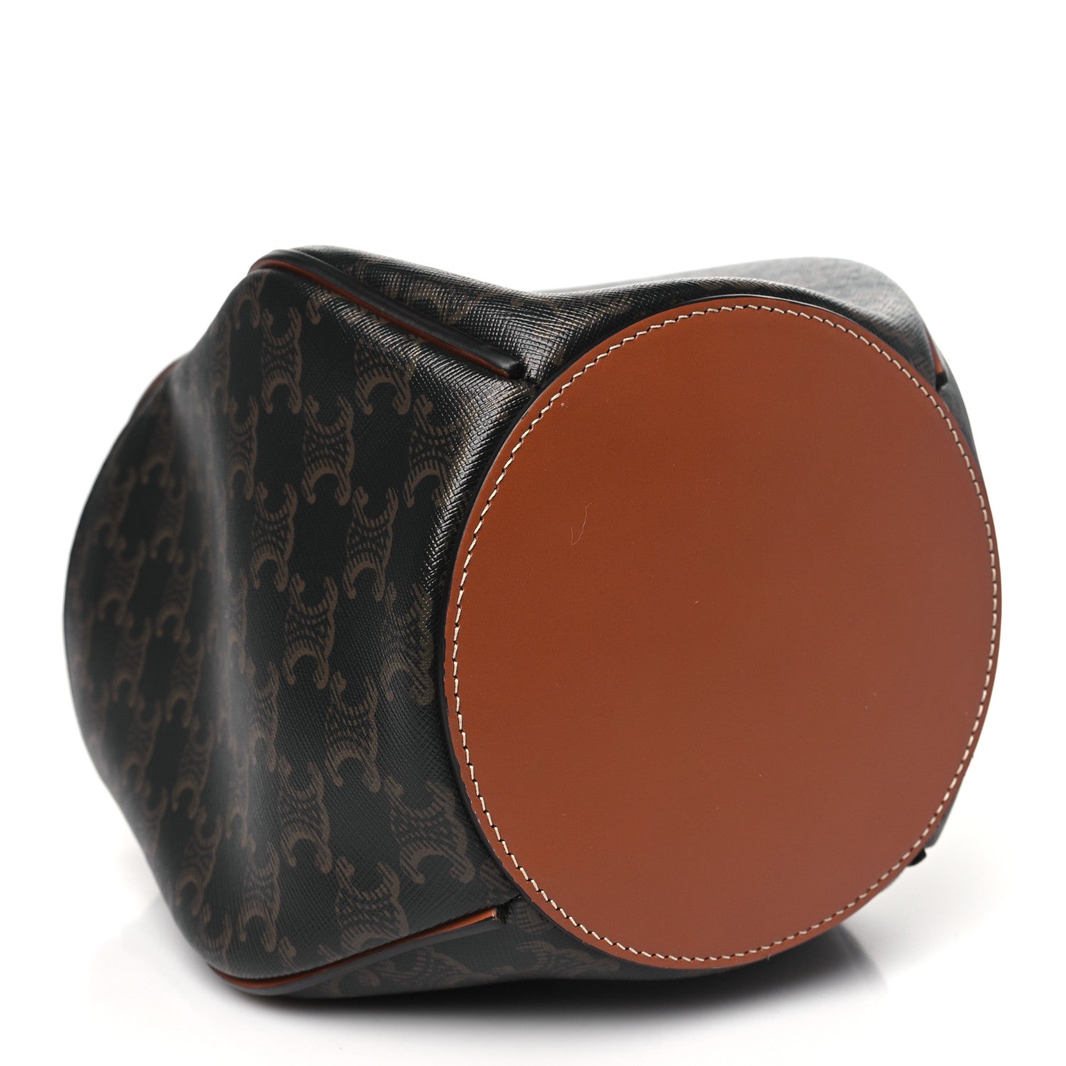 Celine Triomphe Canvas Calfskin Marlou Bucket Bag Tan 4 of 11