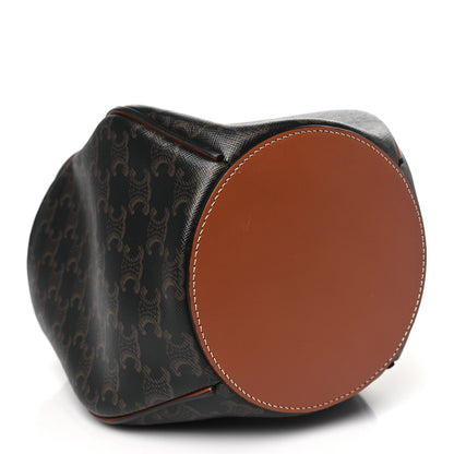 Celine Triomphe Canvas Calfskin Marlou Bucket Bag Tan 4 of 11