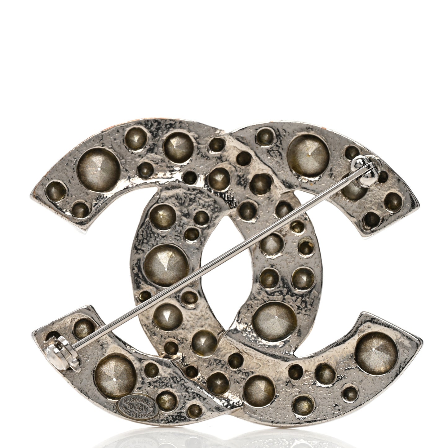 Crystal Large CC Brooch Silver