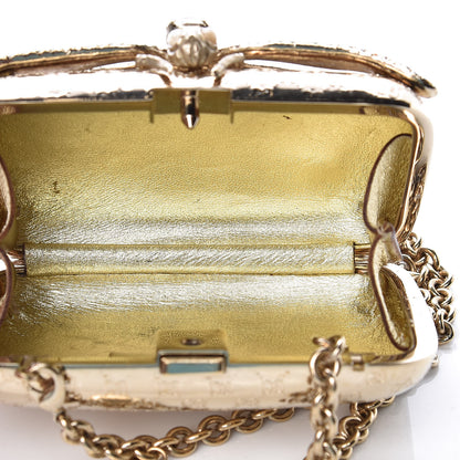 Gucci Metal Guccissima Dragonfly Minaudiere Clutch Gold 5 of 16