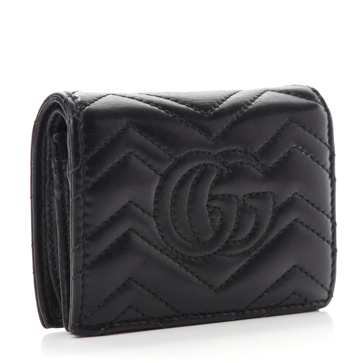 Calfskin Matelasse GG Marmont Card Case Wallet Black