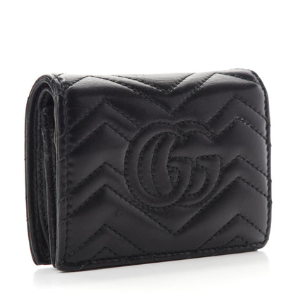 Gucci Calfskin Matelasse GG Marmont Card Case Wallet Black 3 of 9