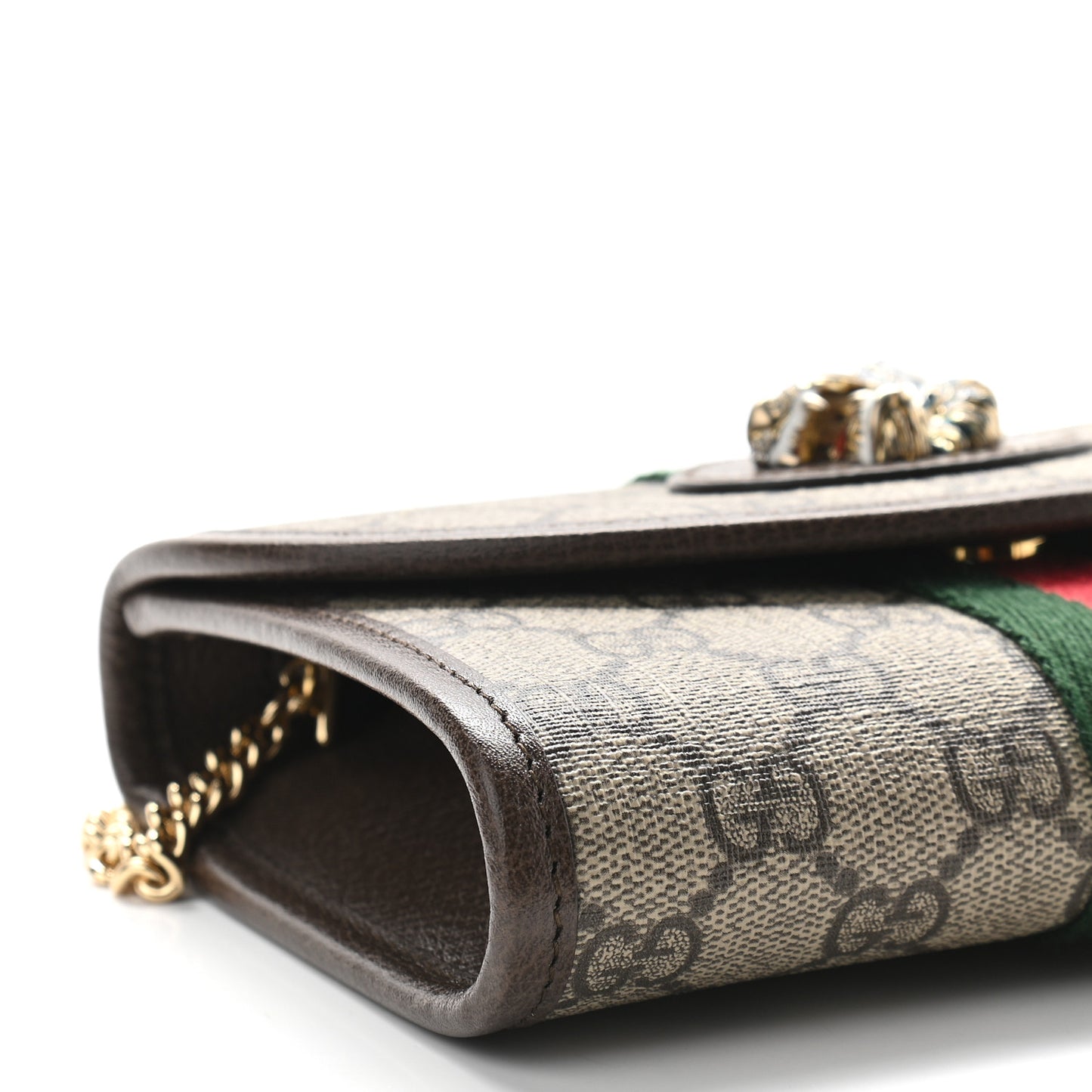 GG Supreme Monogram Web Mini Rajah Slim Flap Shoulder Bag Beige New Acero