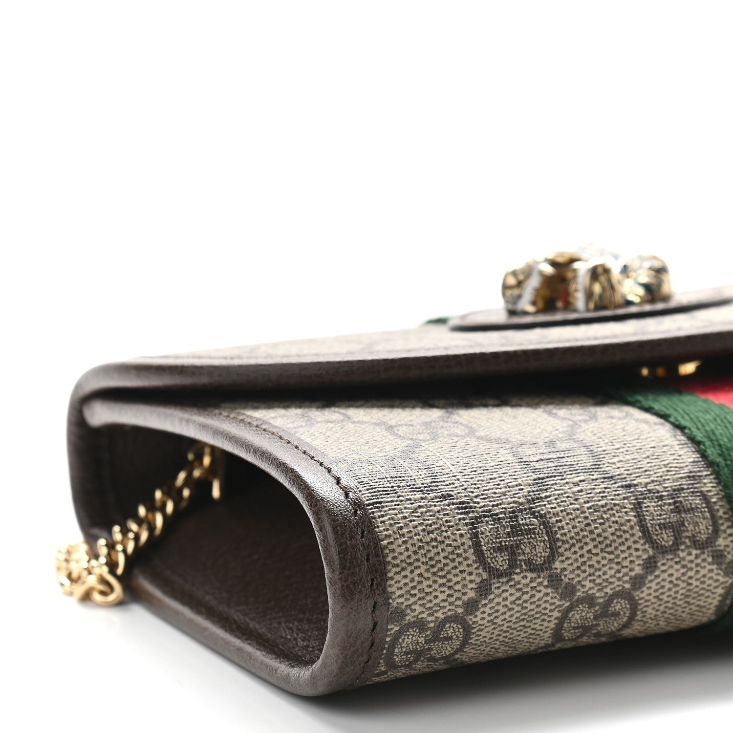 Gucci GG Supreme Monogram Web Mini Rajah Slim Flap Shoulder Bag Beige New Acero 7 of 8