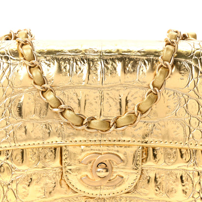 Chanel Metallic Calfskin Crocodile Embossed Cocodile Rectangular Mini Flap Gold 8 of 11
