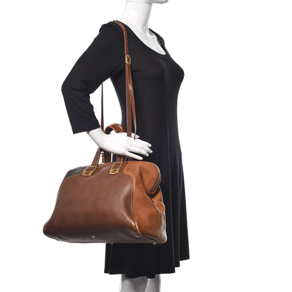 Fendi Capra Vitello Saddle Colorblock Large Chameleon Tote Moro Biscotto 3 of 22