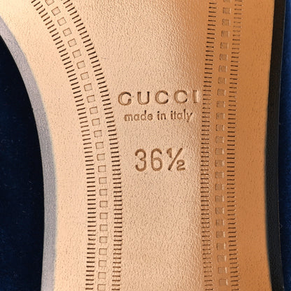 Gucci Velvet Horsebit Womens Jordaan Loafers 36.5 Blue Cobalt 6 of 8