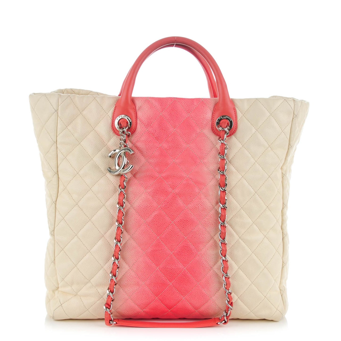 Caviar Ombre Large Shopping Tote White Rose