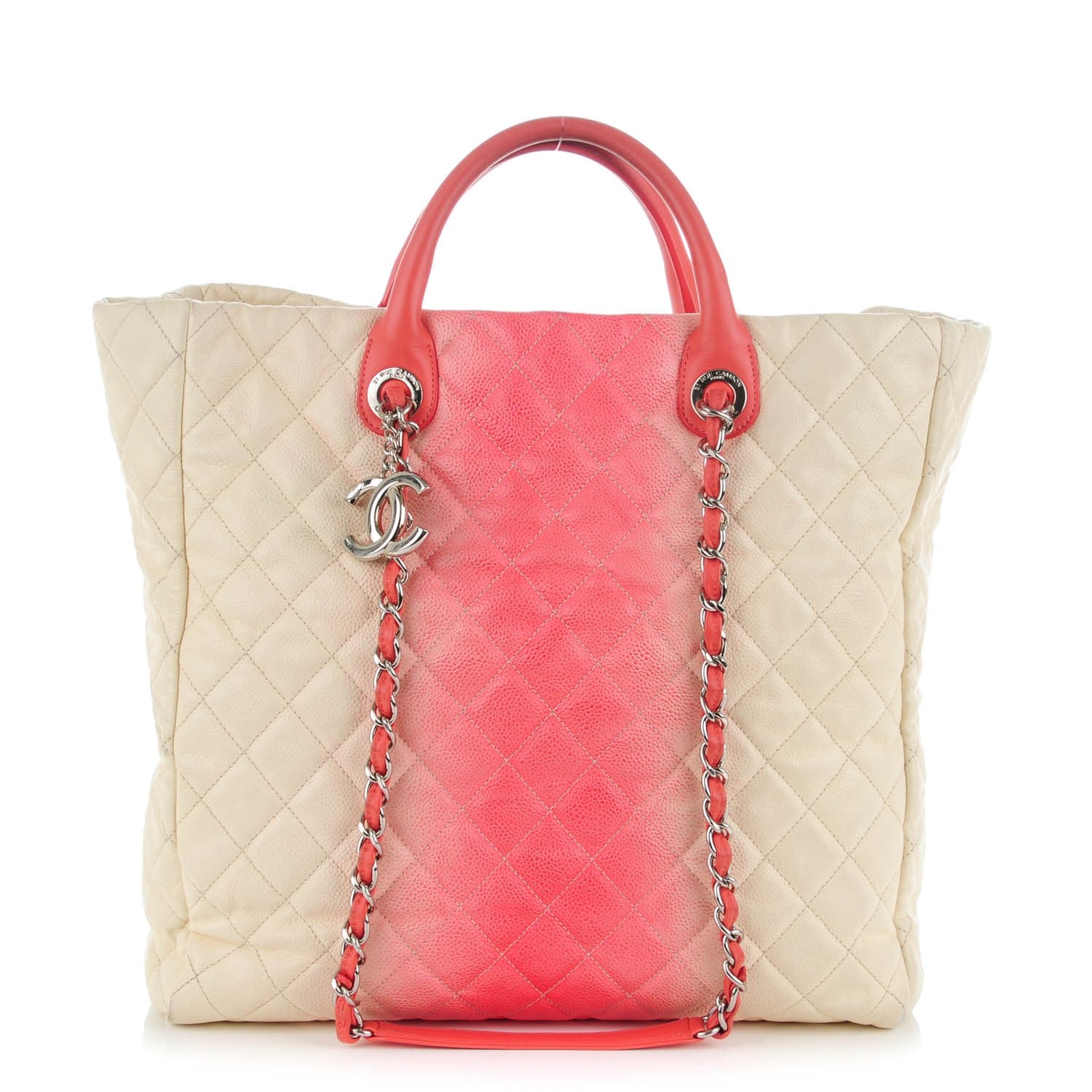 Chanel Caviar Ombre Large Shopping Tote White Rose 1 of 8