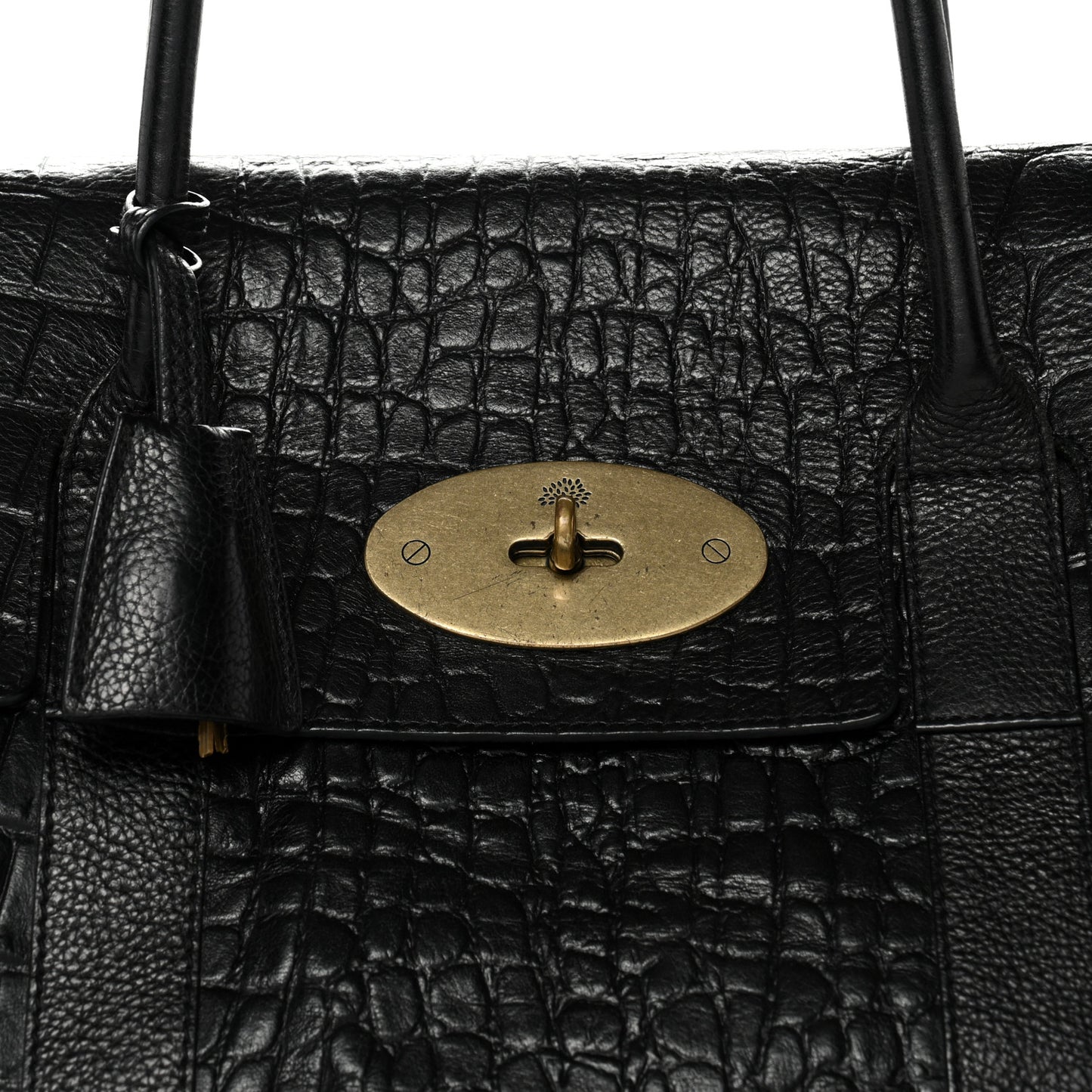 Calfskin Crocodile Embossed Bayswater Black
