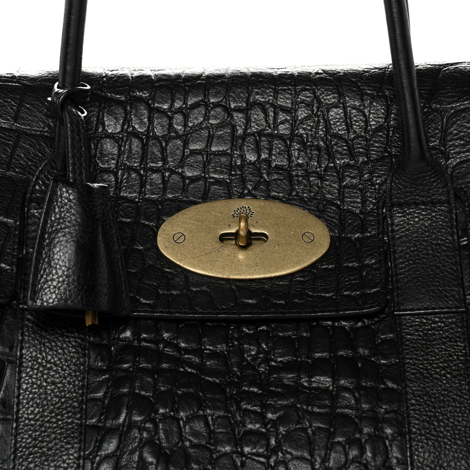 Mulberry Calfskin Crocodile Embossed Bayswater Black 7 of 13