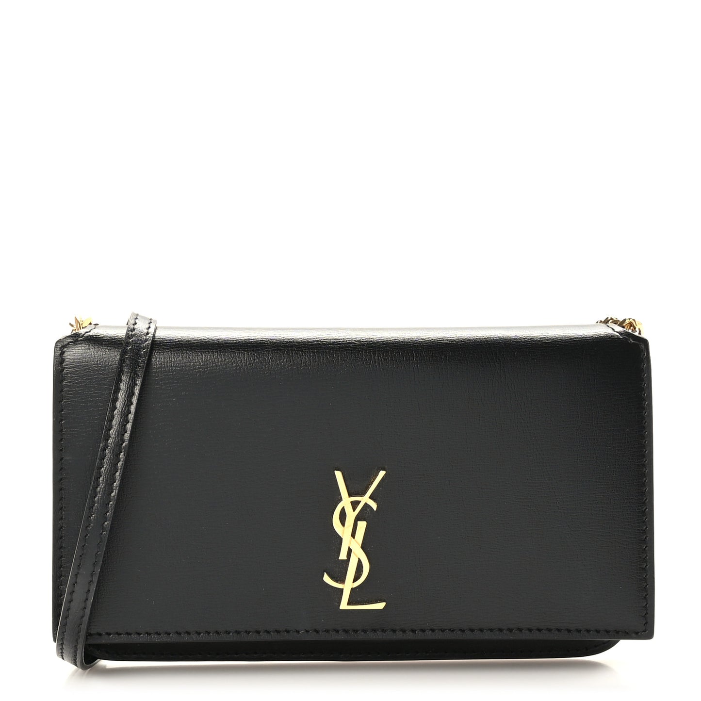 Grained Calfskin Monogram Phone Holder Crossbody Black