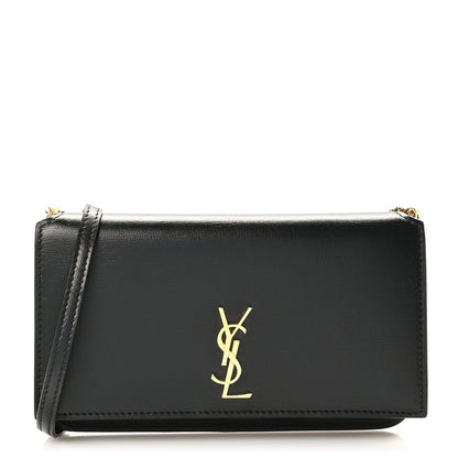 Saint Laurent Grained Calfskin Monogram Phone Holder Crossbody Black 1 of 10