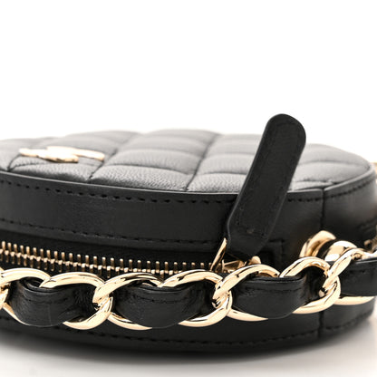 Chanel Lambskin Quilted Chain Round Mini Clutch Black 10 of 11