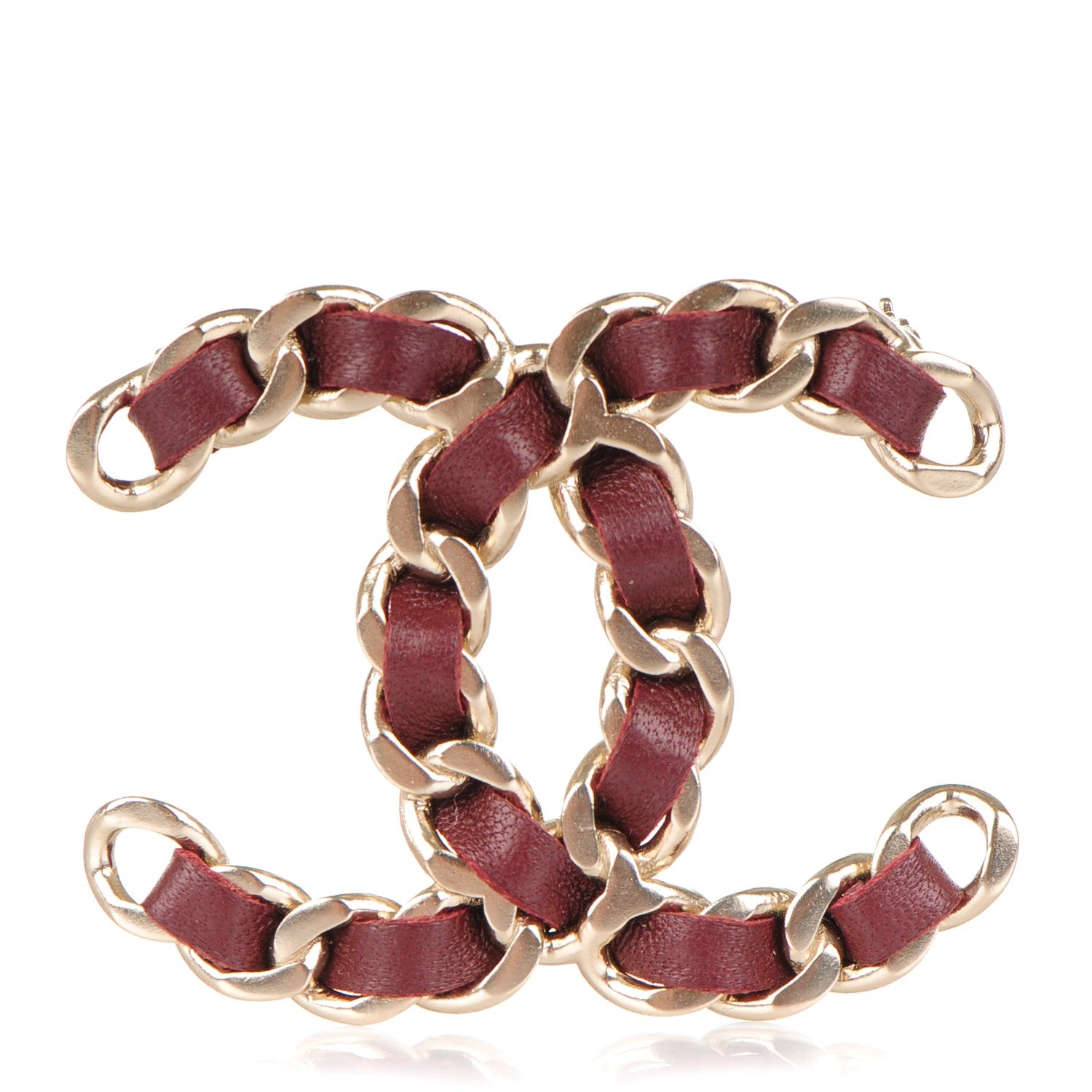 Chanel Lambskin Chain CC Brooch Burgundy Gold 1 of 4