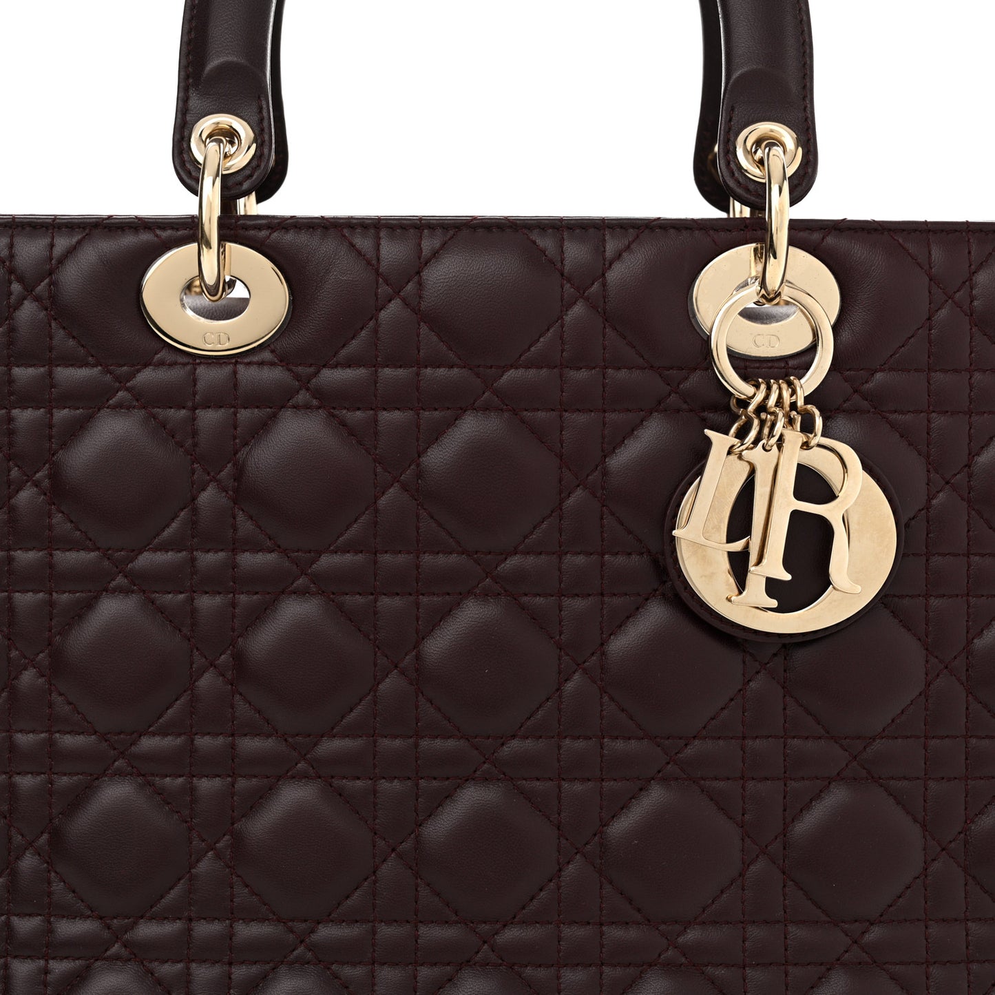 Lambskin Cannage Large Lady Dior Burgundy