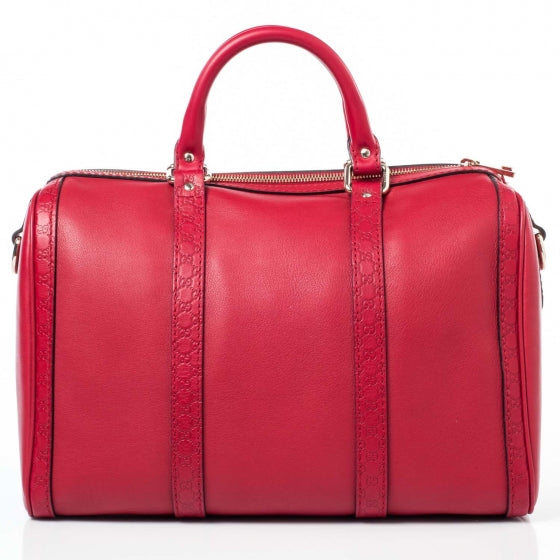 Calfskin Microguccissima Trim Medium Boston Raspberry Red