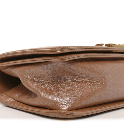 Chanel Metallic Calfskin Quilted Medium Boy Flap Dark Beige 16 of 19