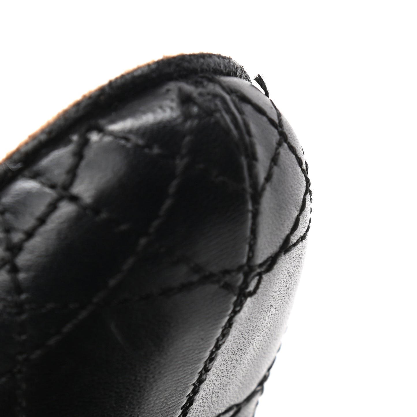 Lambskin Cannage Tall Boots 37 Black