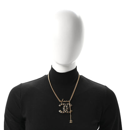 Chanel Metal Resin CC Star Chain Logo Necklace Gold Black 2 of 4
