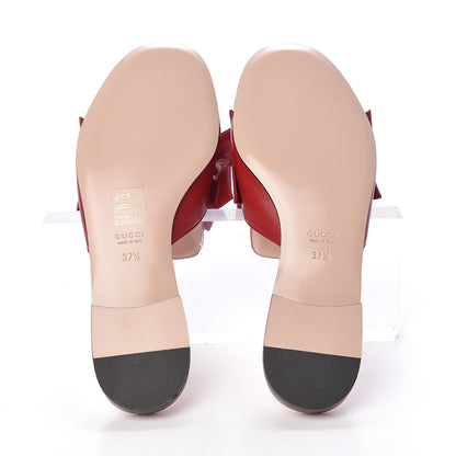 Gucci Nappa Queen Margaret Flat Slide Sandals 37.5 Hibiscus Red 7 of 8