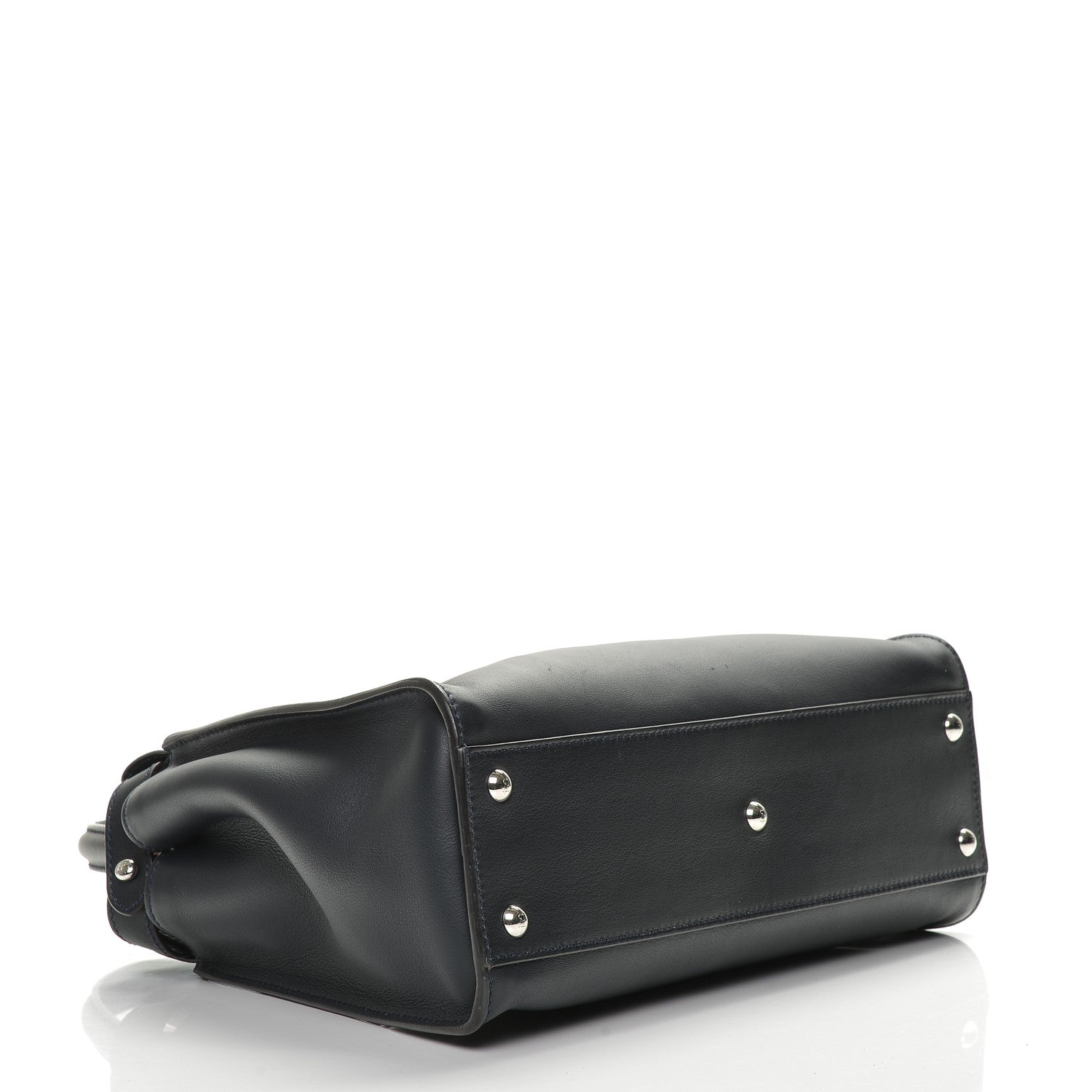 Fendi Vitello Seta Shiny Nappa Medium Peekaboo Iconic Satchel Blue Notte Ardesia 4 of 8