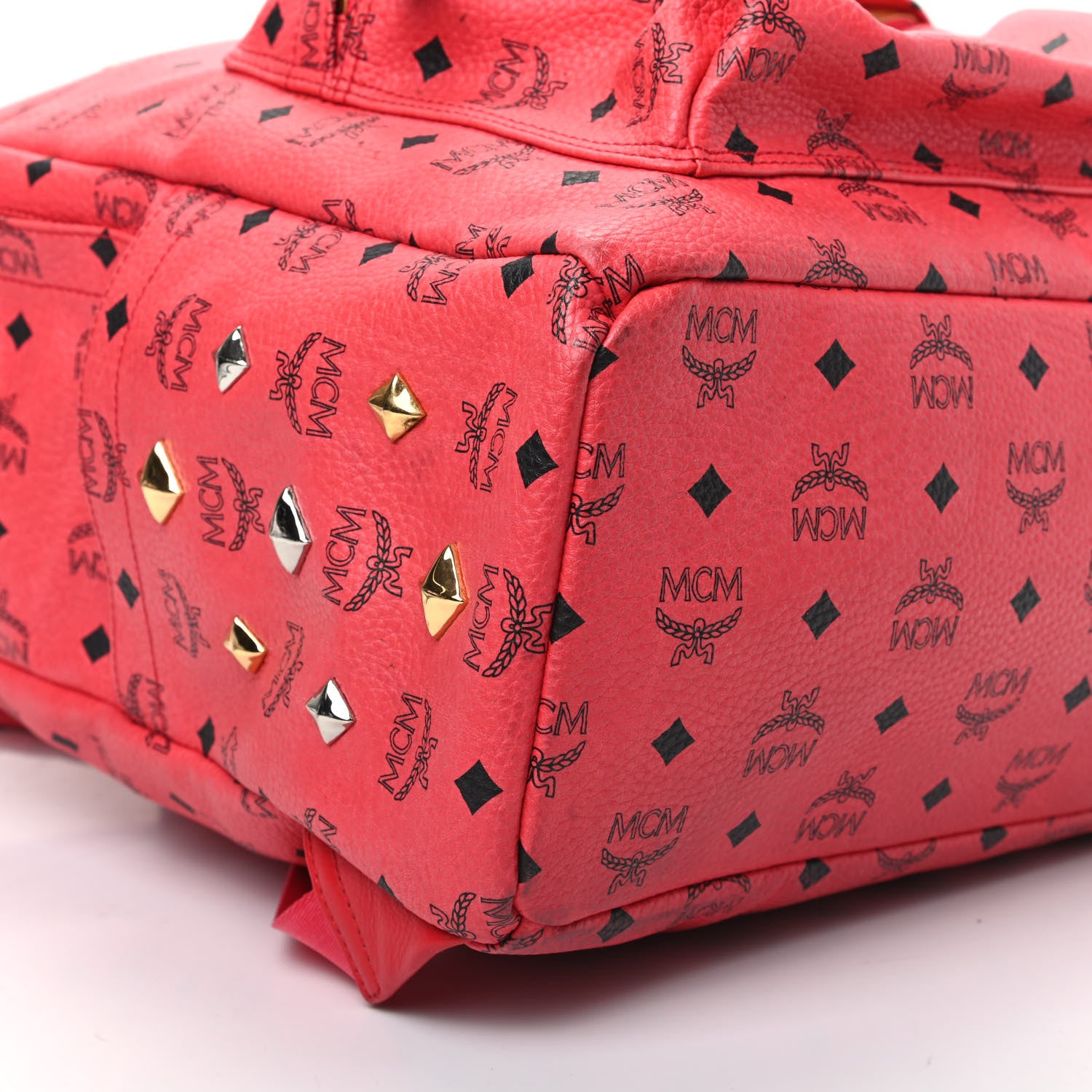 MCM Visetos Large Sprinkle Stud Stark Backpack Corail 7 of 8