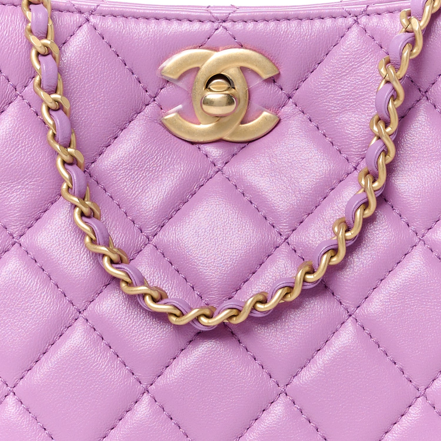 Chanel Lambskin Quilted Small Pearl Crush Hobo Purple 9 of 12