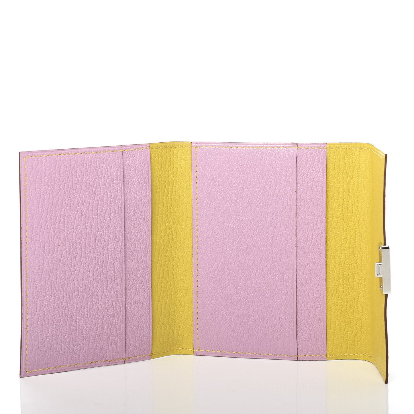 Chevre Mysore Mini Clic Card Holder Mauve Sylvestre Jaune de Naples